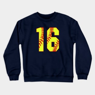 Fastpitch Softball Number 16 #16 Softball Shirt Jersey Uniform Favorite Player Biggest Fan Crewneck Sweatshirt